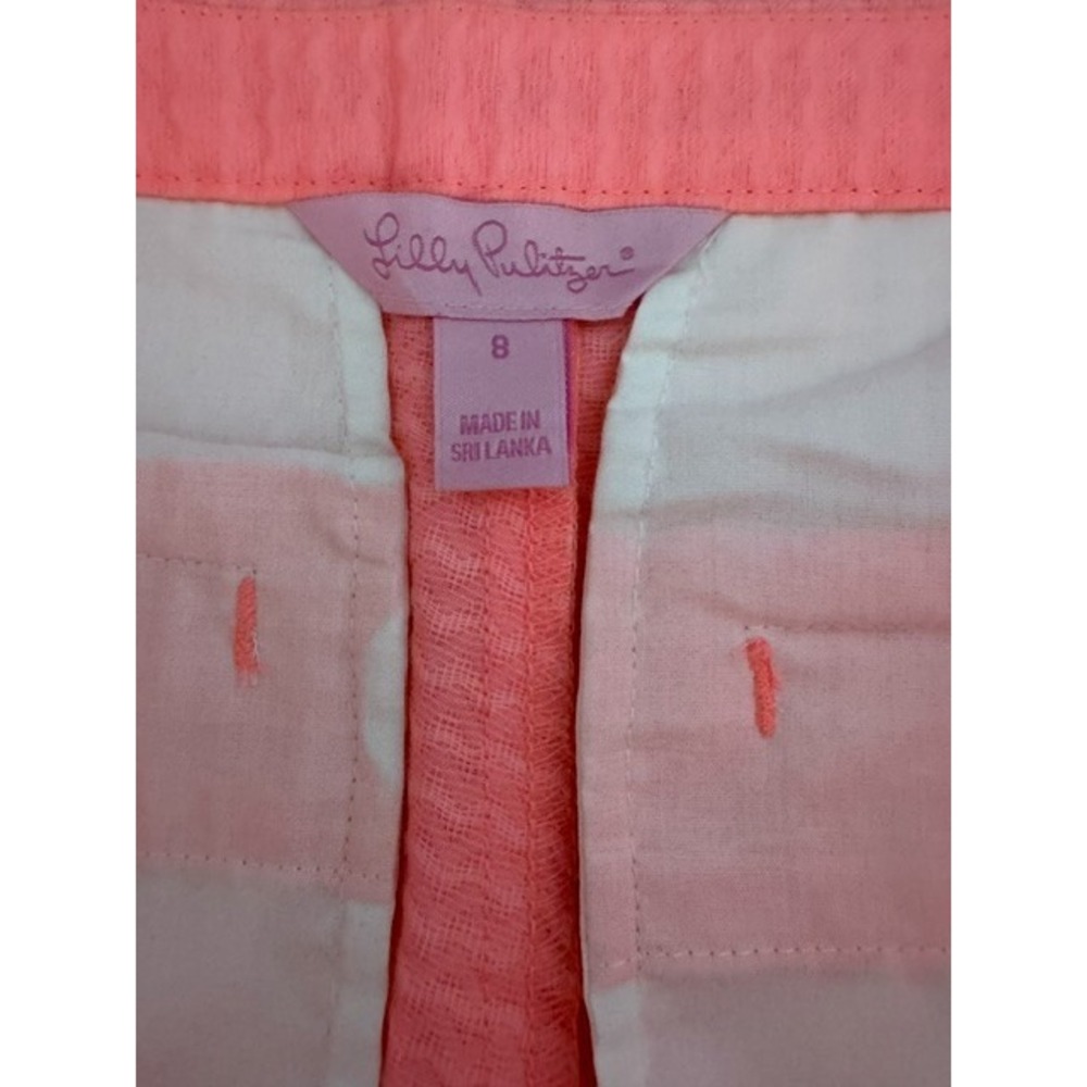 Lilly Pulitzer Magnolia Scallop‎ Shorts Bright Coral Textured Cotton Size 8 NWOT - Picture 3 of 10